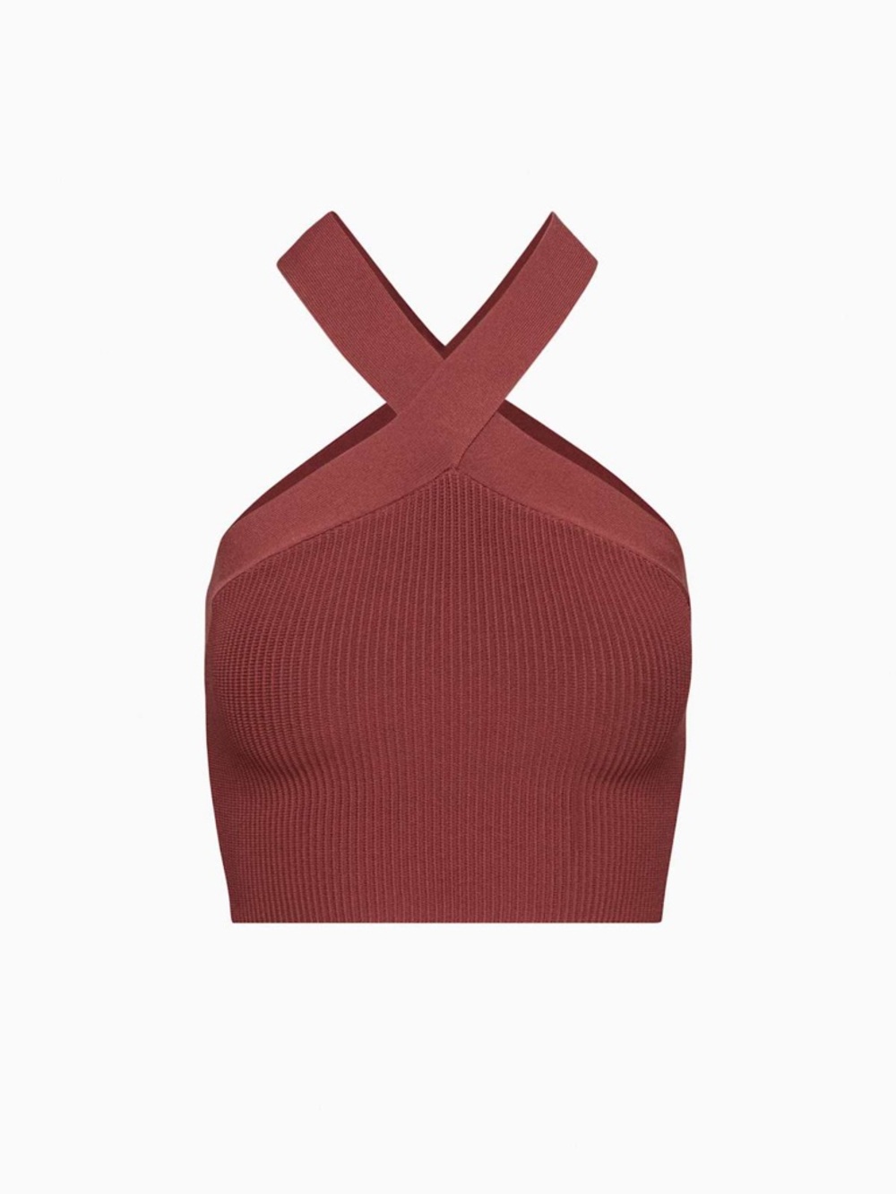 Aritzia Babaton Sculpt Knit Criss Cross Tank Mauve Brown M